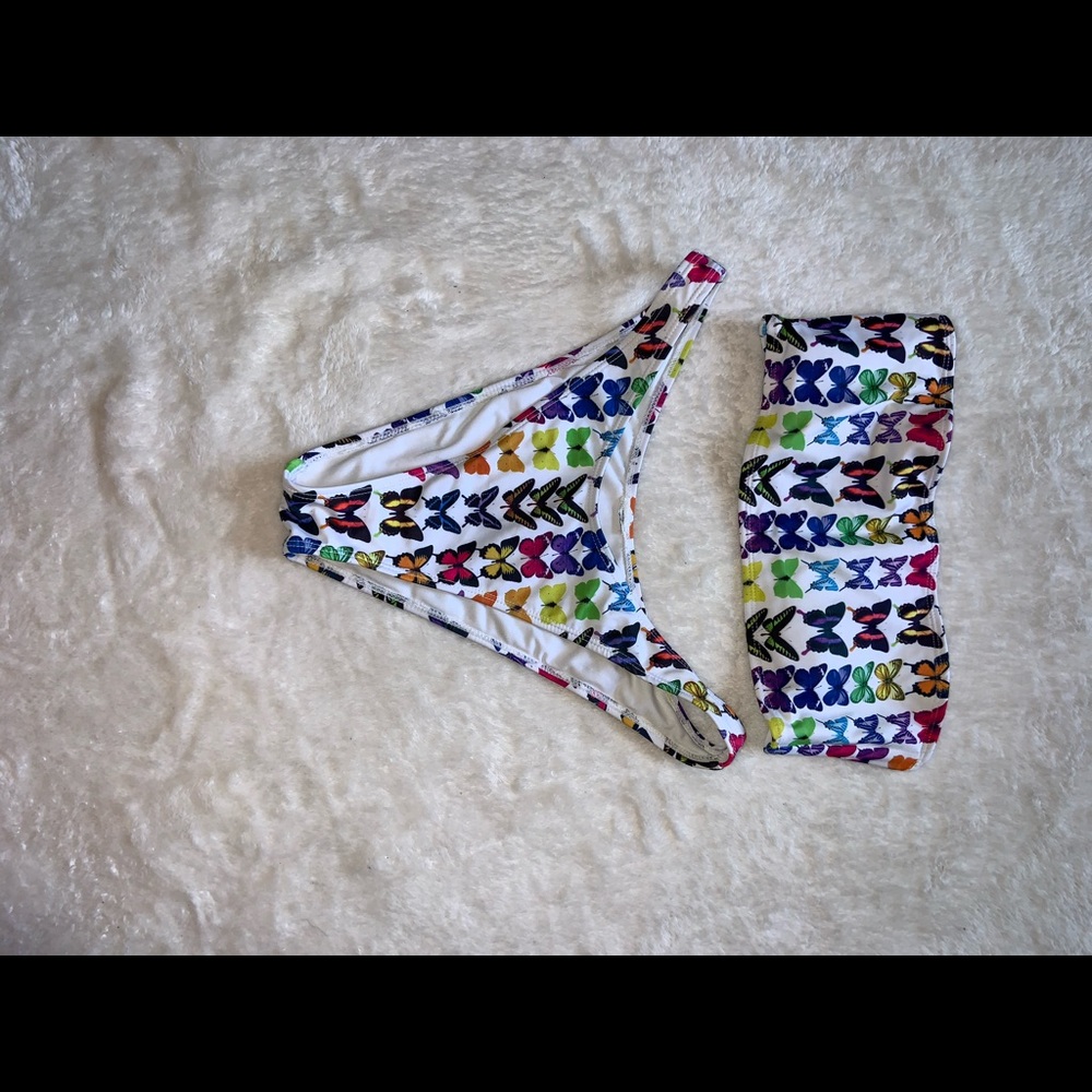 Forever 21 butterfly bikini set bandeau high cut